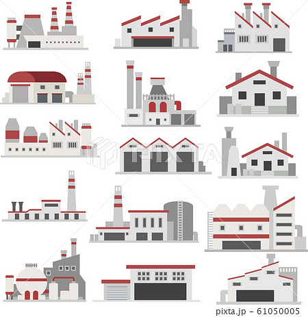 工場 イラスト 倉庫 アイコンのイラスト素材