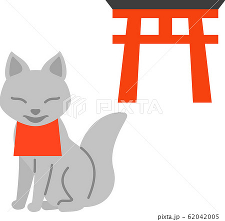 稲荷神社 狐 イラストの写真素材