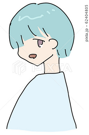 女の子 子供 おかっぱ 横顔のイラスト素材