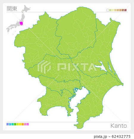 神奈川県地図のイラスト素材