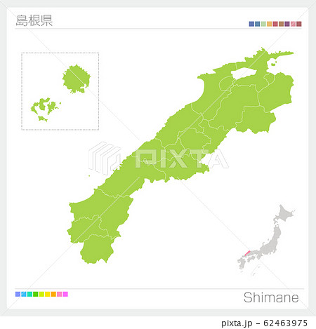 山陽地方 地図の写真素材