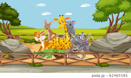 動物園 フェンス 垣根 柵のイラスト素材