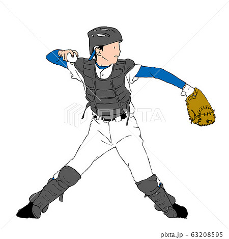 野球 キャッチャー 捕手 少年野球のイラスト素材