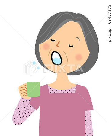 ベクター シニア うがい 老人のイラスト素材