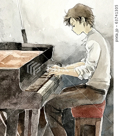 男性 ピアノ イラスト 弾くのイラスト素材
