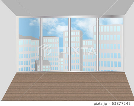部屋 窓 フローリング 景色のイラスト素材