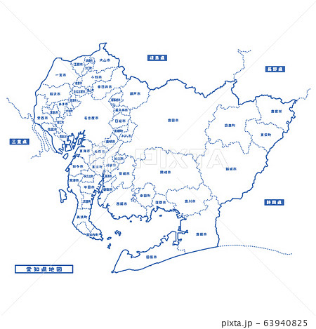 愛知 愛知県 地図 白地図のイラスト素材