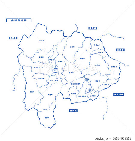 山梨県地図のイラスト素材