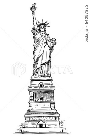 ニューヨーク 像 自由の女神 イラストのイラスト素材