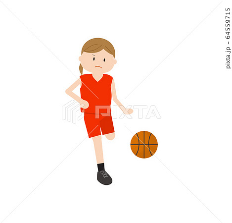 バスケットボール 女子 ドリブル 選手のイラスト素材