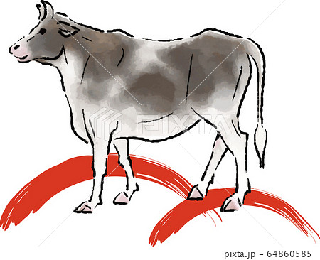 水墨画 年賀状のイラスト素材