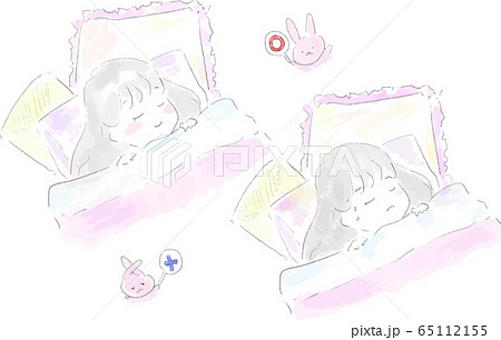 布団に横になるのイラスト素材