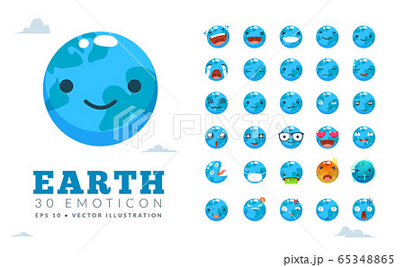 The Emoticon Set Of Earth Vector Illustrationのイラスト素材