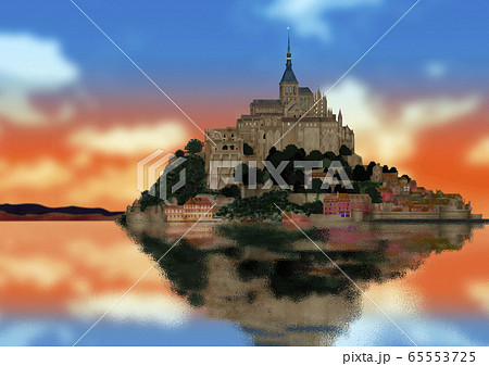 モン サン ミッシェルのイラスト素材