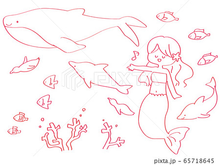 手書き 手描き イラスト 人魚のイラスト素材