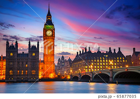 ロンドン ビッグベン ビッグ・ベン 夕日の写真素材 - PIXTA