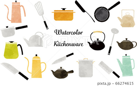 キッチン用品 調理器具 イラスト 可愛いの写真素材
