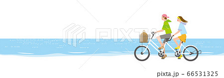 二人乗り自転車 自転車 カップル 恋人のイラスト素材