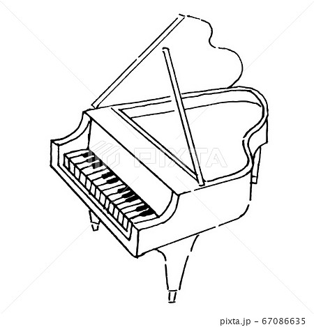 グランドピアノ 線画 ベクター ピアノのイラスト素材