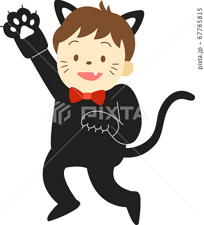 ハロウィン 仮装 コスプレ 黒猫のイラスト素材