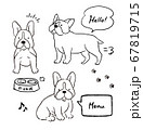 おしゃれでかわいい線画の手書き犬イラストセットのイラスト素材