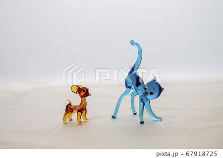 置物 小物 ガラス ガラス細工 動物の写真素材