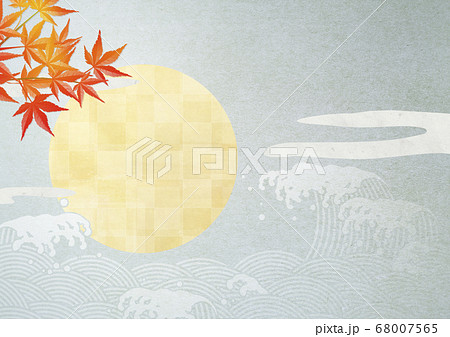 和柄 月 夜 雲のイラスト素材