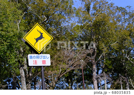 動物飛び出し注意 看板の写真素材 - PIXTA