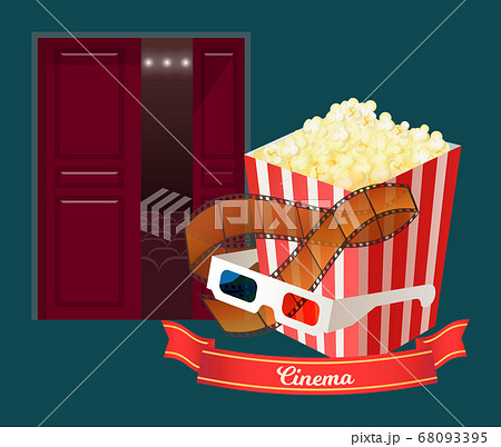 映画館 映画 ドア 入口のイラスト素材