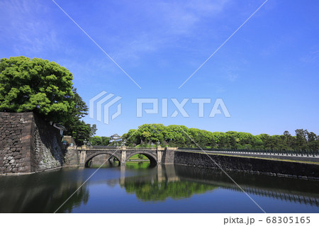 皇居 二重橋 橋 江戸城の写真素材