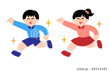 走る 子供のイラスト素材