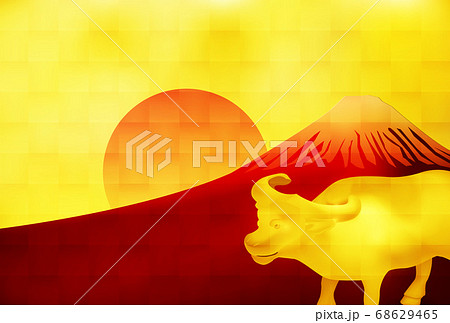 丑　富士山　年賀状　背景