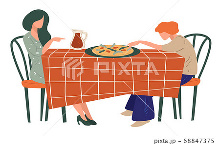 ピザ 食べるのイラスト素材