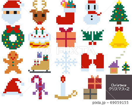 クリスマス ドット絵 イラスト イベントの写真素材