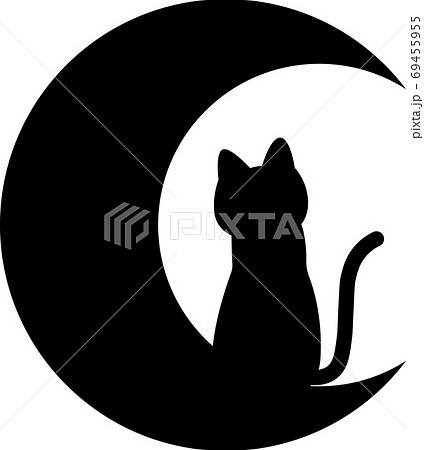 お座り 黒猫 猫 イラストのイラスト素材