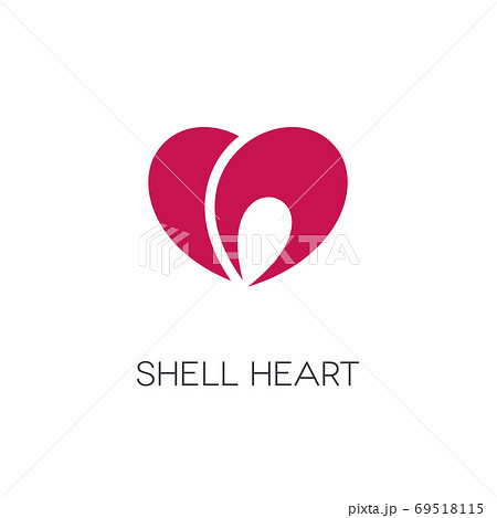 Shell Shaped Heart Logoのイラスト素材