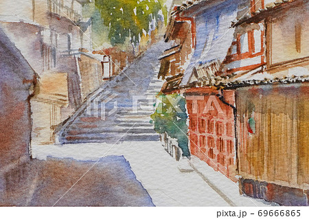 スケッチ 京都 手書き 風景のイラスト素材