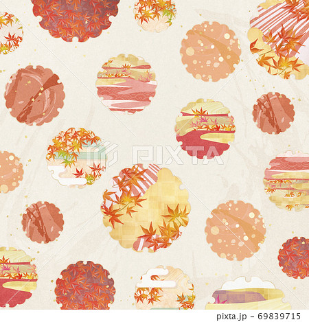 紅葉 秋 和柄 模様のイラスト素材