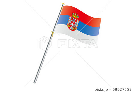セルビア 国旗の写真素材