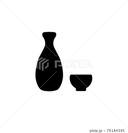 和風シルエットデザインアイコン 日本酒 とっくり おちょこのイラスト素材