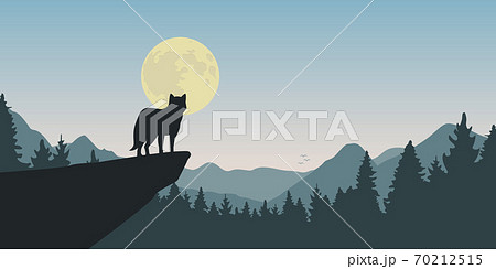 おおかみ オオカミ 狼 月のイラスト素材