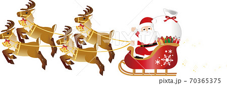 サンタクロース クリスマス トナカイ ソリのイラスト素材