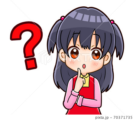 悩む 考える 女の子 思案のイラスト素材