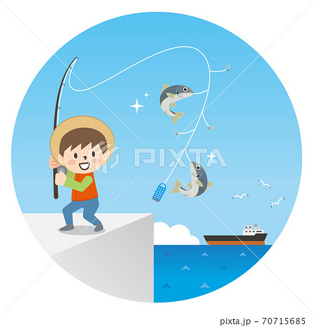 魚釣りのイラスト素材