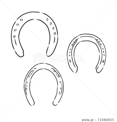 蹄鉄 白背景 切り抜き らくがきのイラスト素材