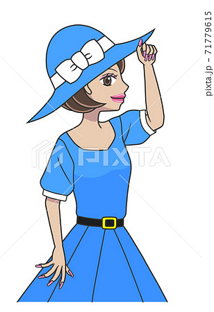 ポーズ 帽子 ワンピース 女性のイラスト素材