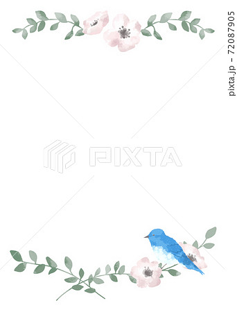 フレーム 花 小鳥 鳥のイラスト素材