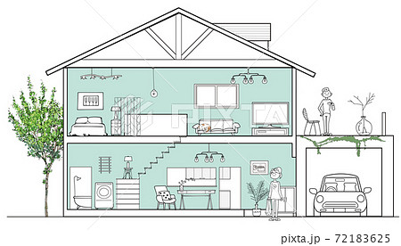 断面図 断面 住宅 家のイラスト素材