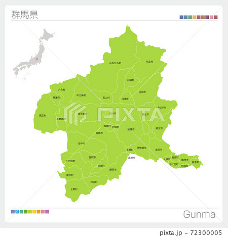 群馬 群馬県 地図 日本地図の写真素材