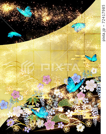 花 桜 和柄 蝶のイラスト素材